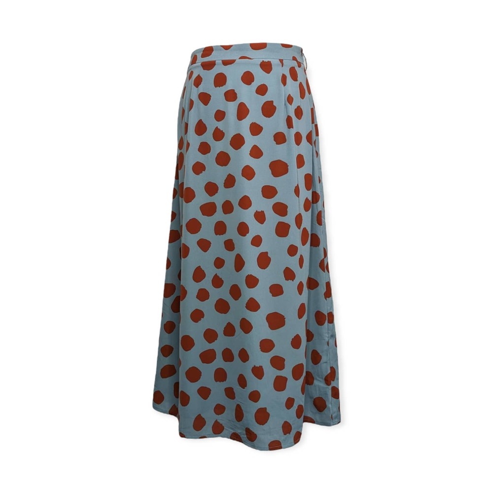 ROOLEE Seafoam Green Blue Brown Polka Dot Midi Career Skirt